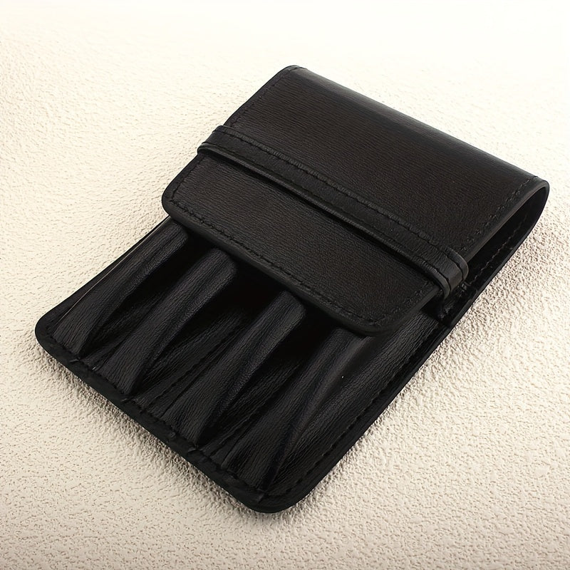 PU Leather 4 Slots Pen Case Office School Supplies Pouch Creative Gift