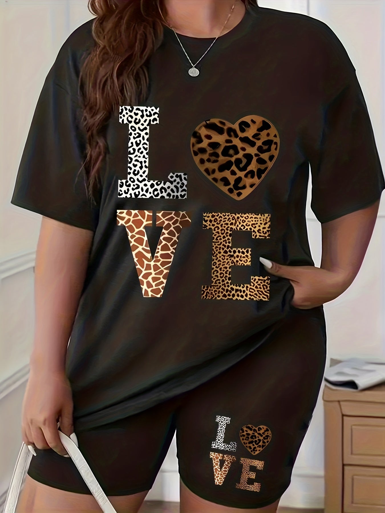  Cross & Slogan Print 2 Piece Set