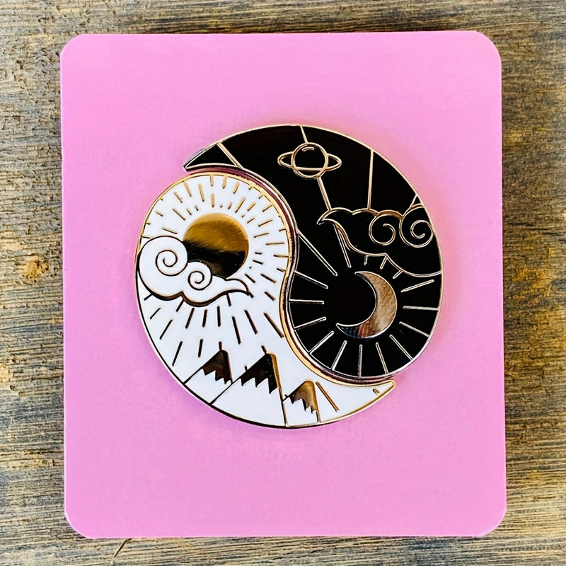 Tai Chi Gossip Array Enamel Brooch For Men