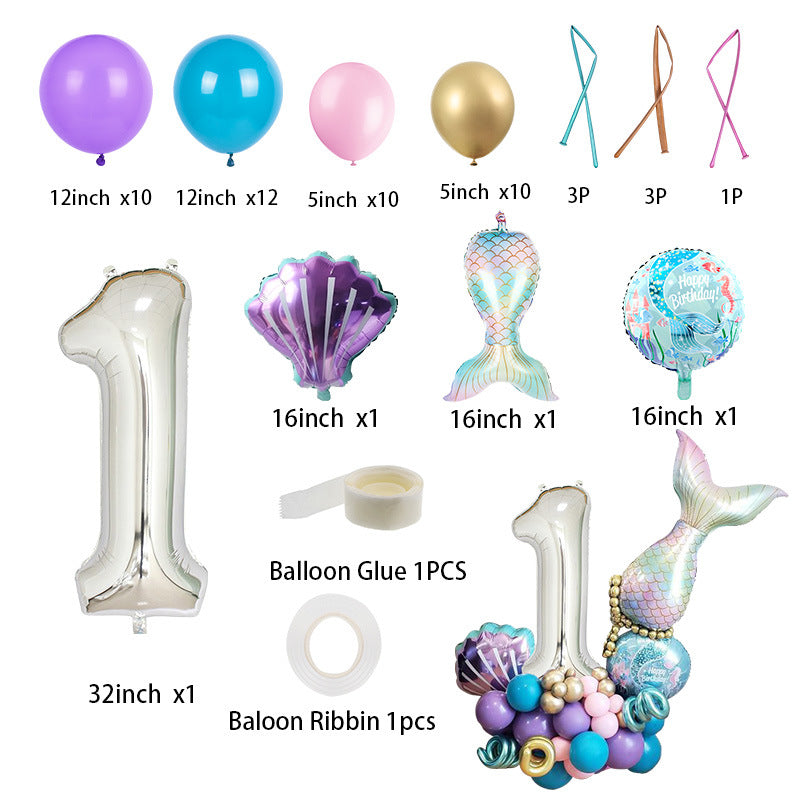 81 28 Cm Mermaid Balloon Set Shell Birthday Party Decoration Balloons