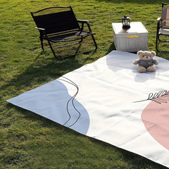 Pink Leaf Printed Picnic Blanket Foldable Waterproof Lightweight Mat 149x200cm