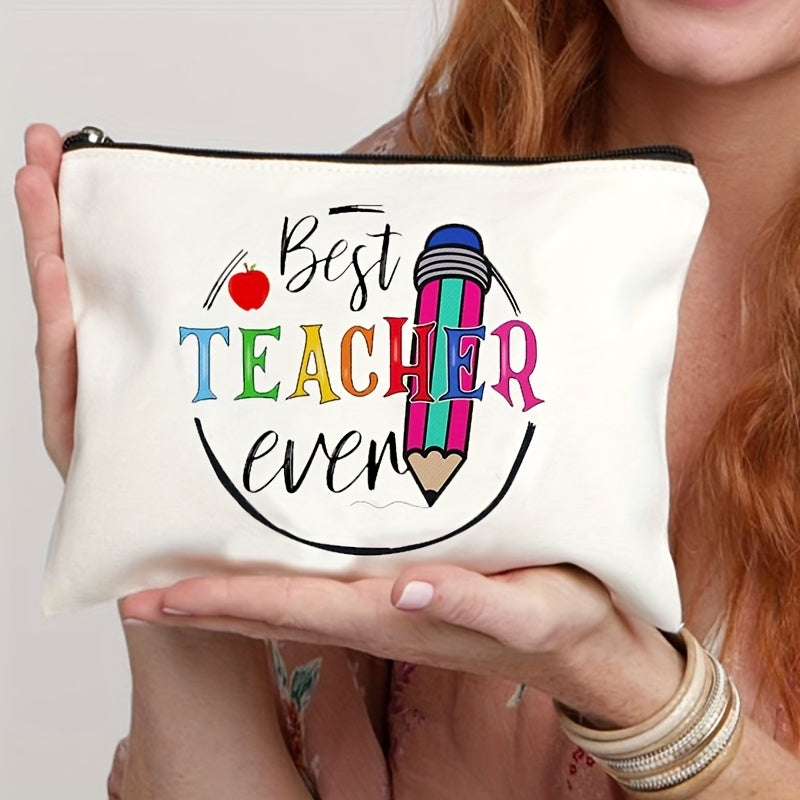 Teacher Love Inspire Print Cosmetic Bag Makeup Travel Toiletry Organizer