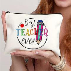 Teacher Love Inspire Print Cosmetic Bag Makeup Travel Toiletry Organizer