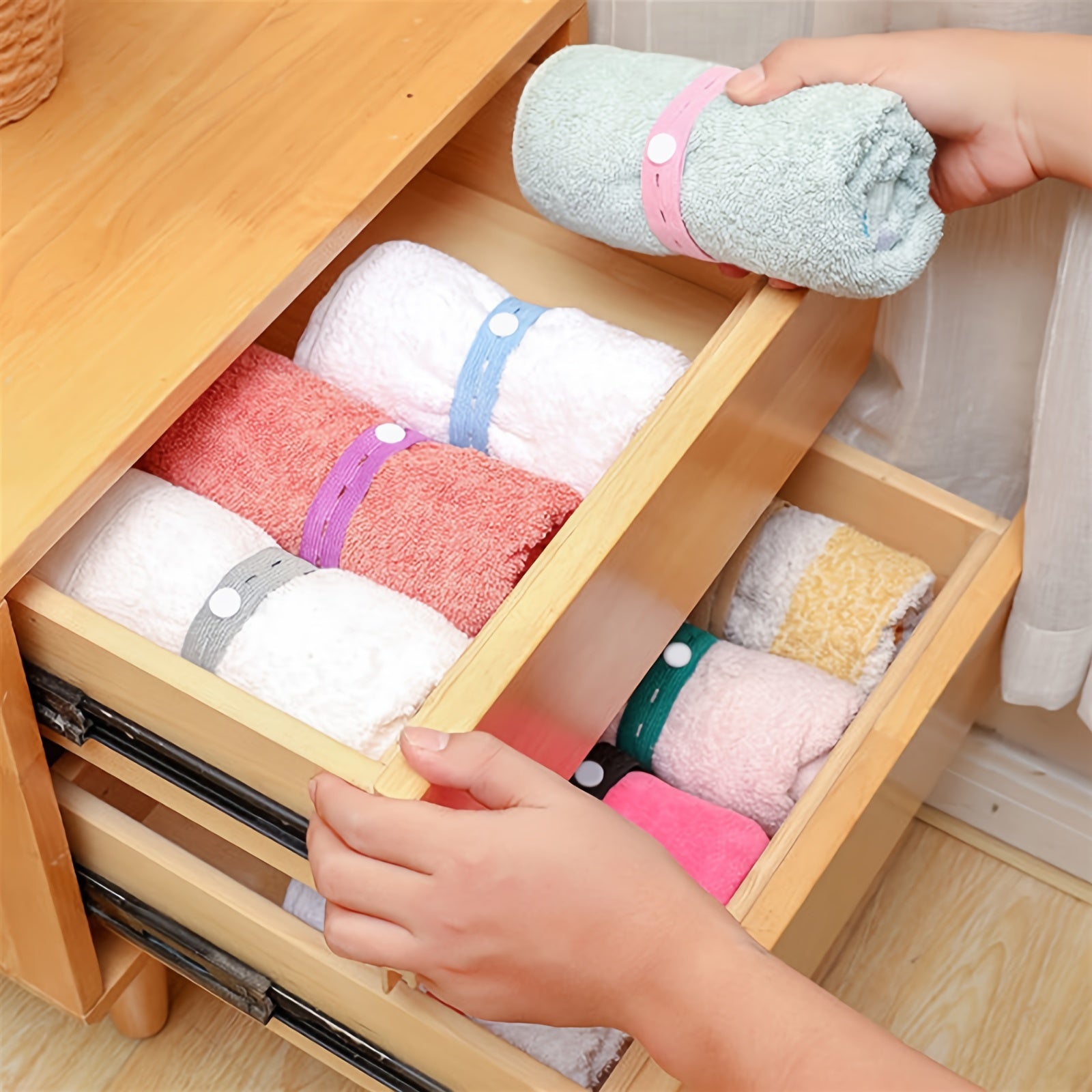 10pcs Self-adhesive Elastic Straps for Clothes Sorting and Storage