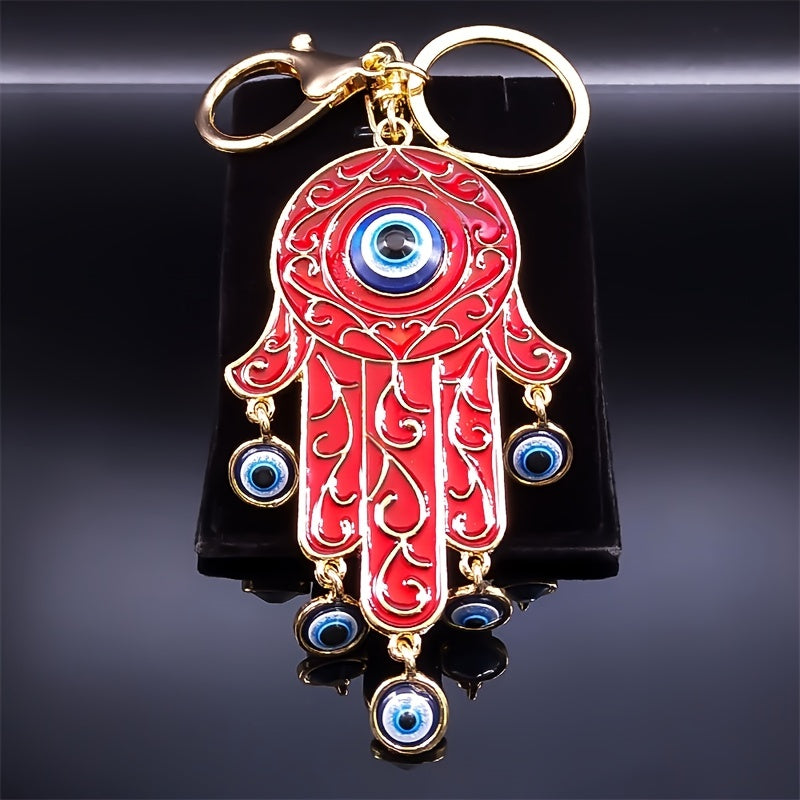 Lucky Eye Hamsa Hand Key Chain Men Evil Eyes Tassel Keyring Bag Accessory