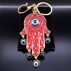 Lucky Eye Hamsa Hand Key Chain Men Evil Eyes Tassel Keyring Bag Accessory
