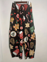 Women's Plus Christmas Print Wide Leg Pants