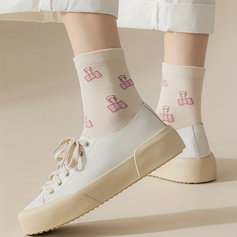 6 Pairs Letter Print Socks Mid Tube Women's Stockings