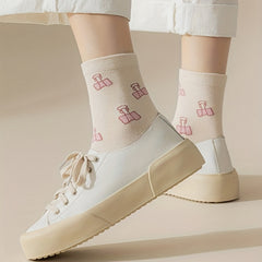 6 Pairs Letter Print Socks Mid Tube Women's Stockings