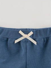 Toddler Girls Lace Trim Bow Front Elastic Waist Cotton Casual Shorts