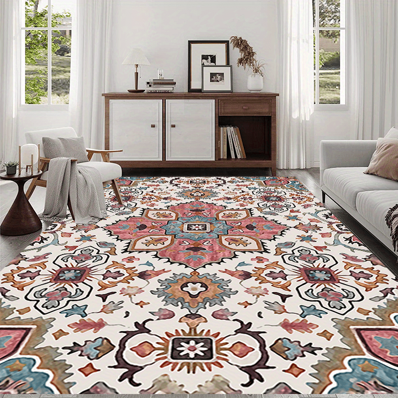 Soft Vintage Boho Area Rug Persian Pattern Anti Fatigue Shaggy Carpet