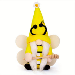 Sunflower Bee Gnome Plush Stuffed Animal for Spring Decor
