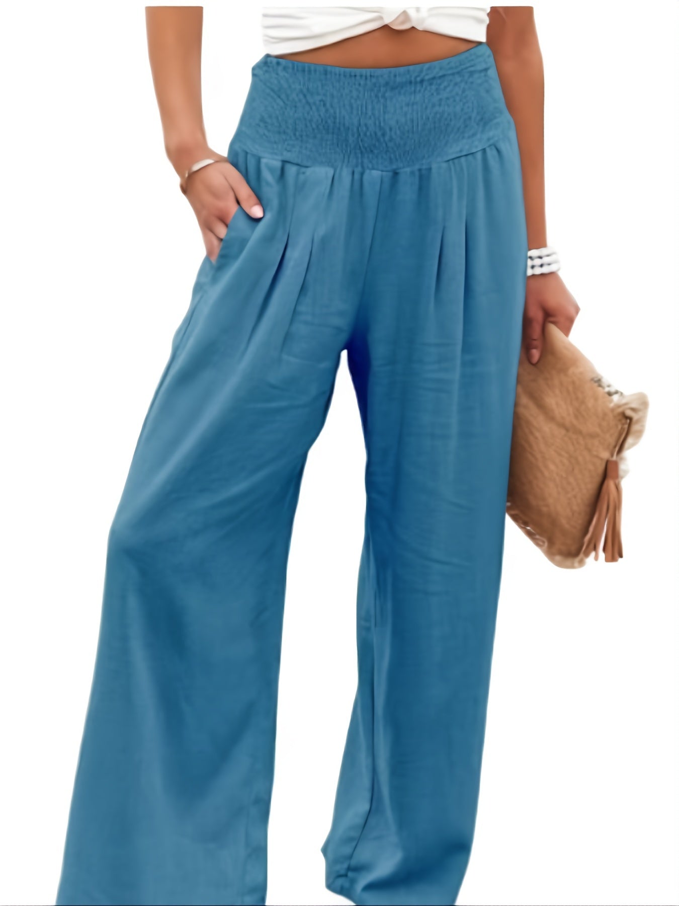 Boho Wide Leg Pants High Waist Casual Vacation Pants