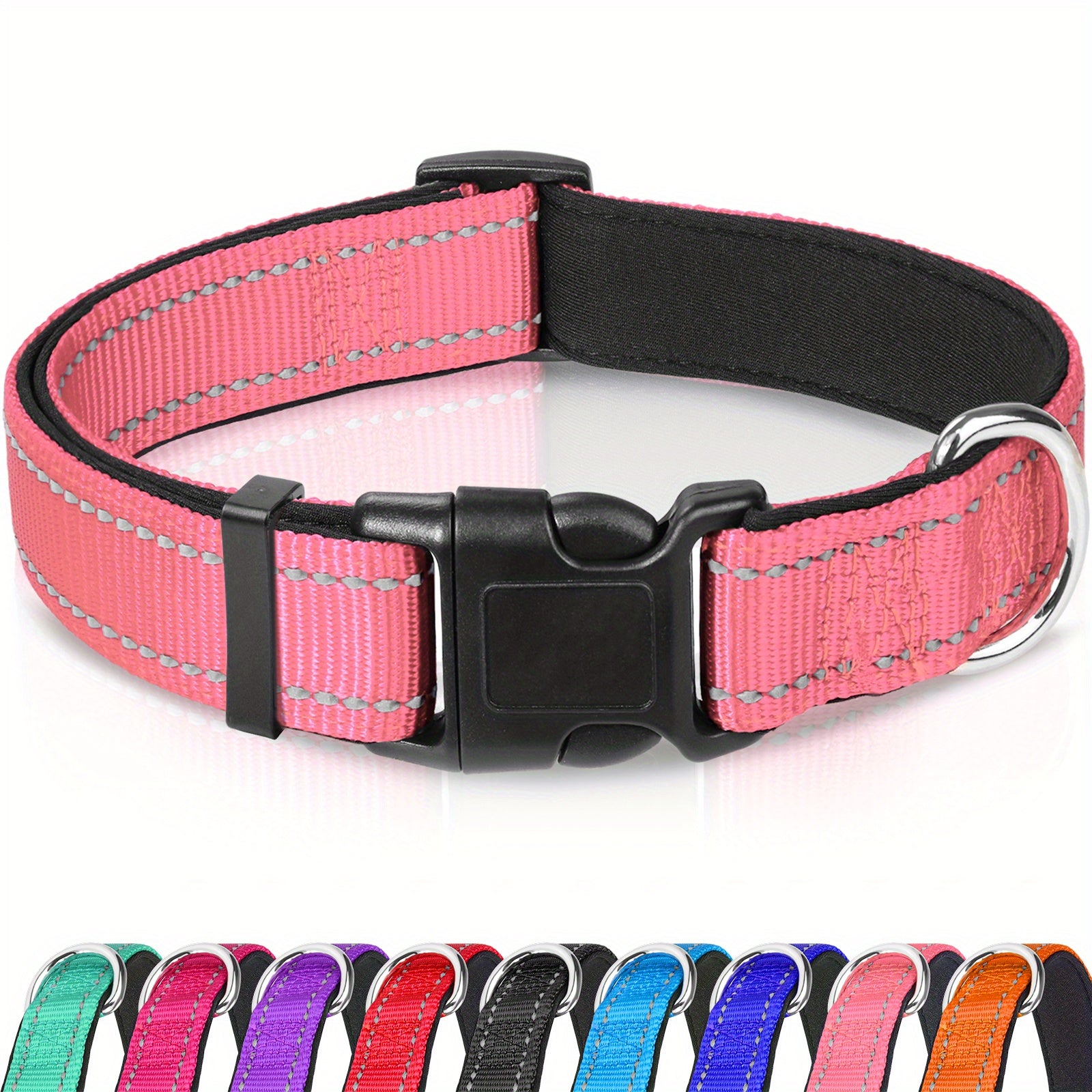 JOYTALE Reflective Dog Collar Neoprene Padded Nylon Pet Collar for Safety