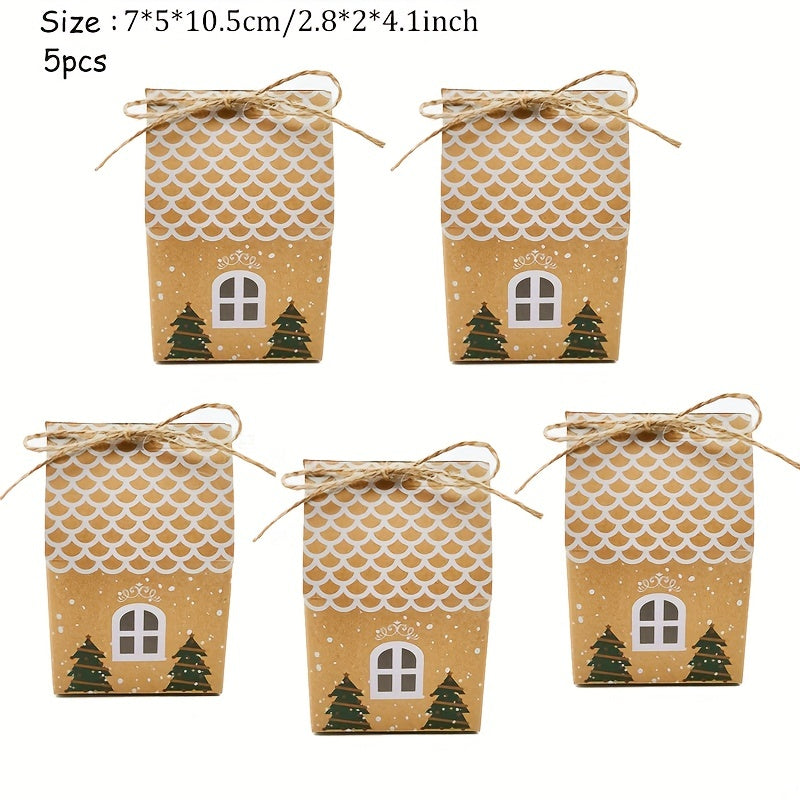 5pcs Christmas House Candy Packaging Box for Candy Biscuit Chocolate
