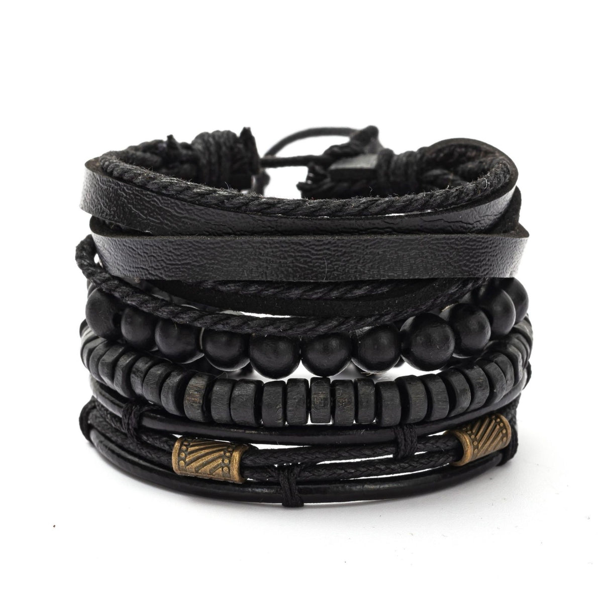 4PC Men's Leather Bracelet Set