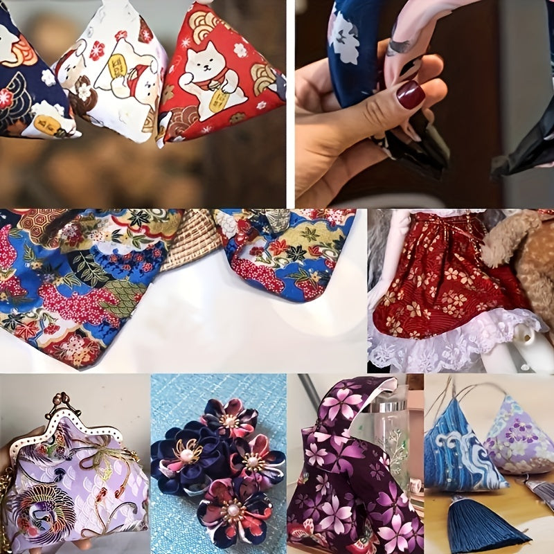 5pcs Japanese Style Purple Patches Cotton Quilting Fabric 9.8in