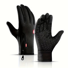 Winter Zipper Warm Gloves - Touch Screen Windproof Non Slip Gloves