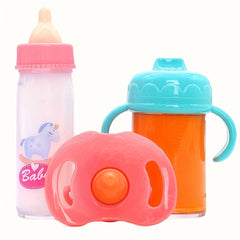 18 pc Doll Accessories Set Micro Plastic Bottle Straw Cup Plate Fork Spoon