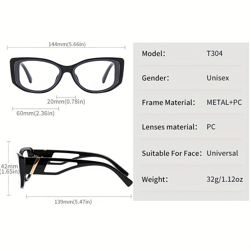 Gradient Cat Eye Frame Glasses Hollow Out Temple Anti Eyewear