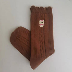 Women's Bear Embroidered Texture Socks