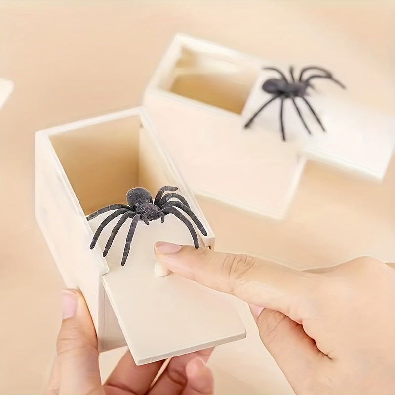 Wooden Spider Prank Box Handcrafted Joke Box Great For Gift Giving