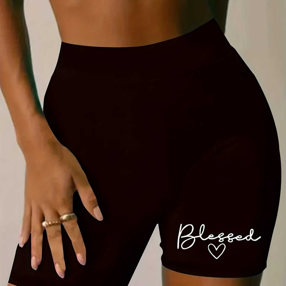  Casual Shorts Women's Plus Letter & Heart Print