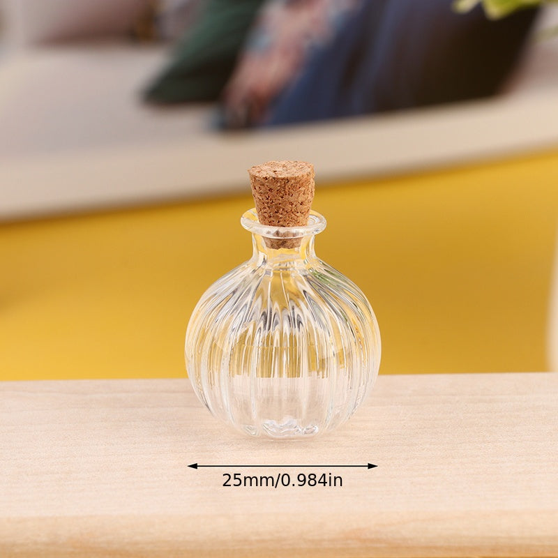 1/12 Dollhouse Glass Bottle Cork Cover Jar Vials Doll House Decor