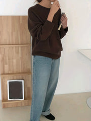  Casual Sweater Women's Plus Solid Raglan Sleeve