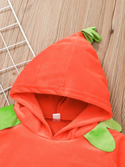 Pumpkin Graphic Print Long Sleeve Hooded Costume Top for Halloween Party
