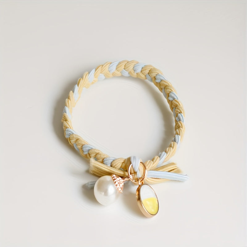 Faux Pearl Decor Hair Tie Braided Hair Ring Hair Rope High Elasticity