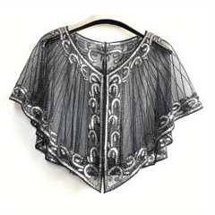 1920s Flapper Shawl Beaded Sequins Cape Wrap