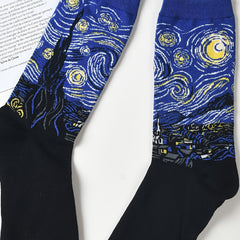 Retro Painting Pattern Mid-calf Socks, Unisex, Spring/Autumn