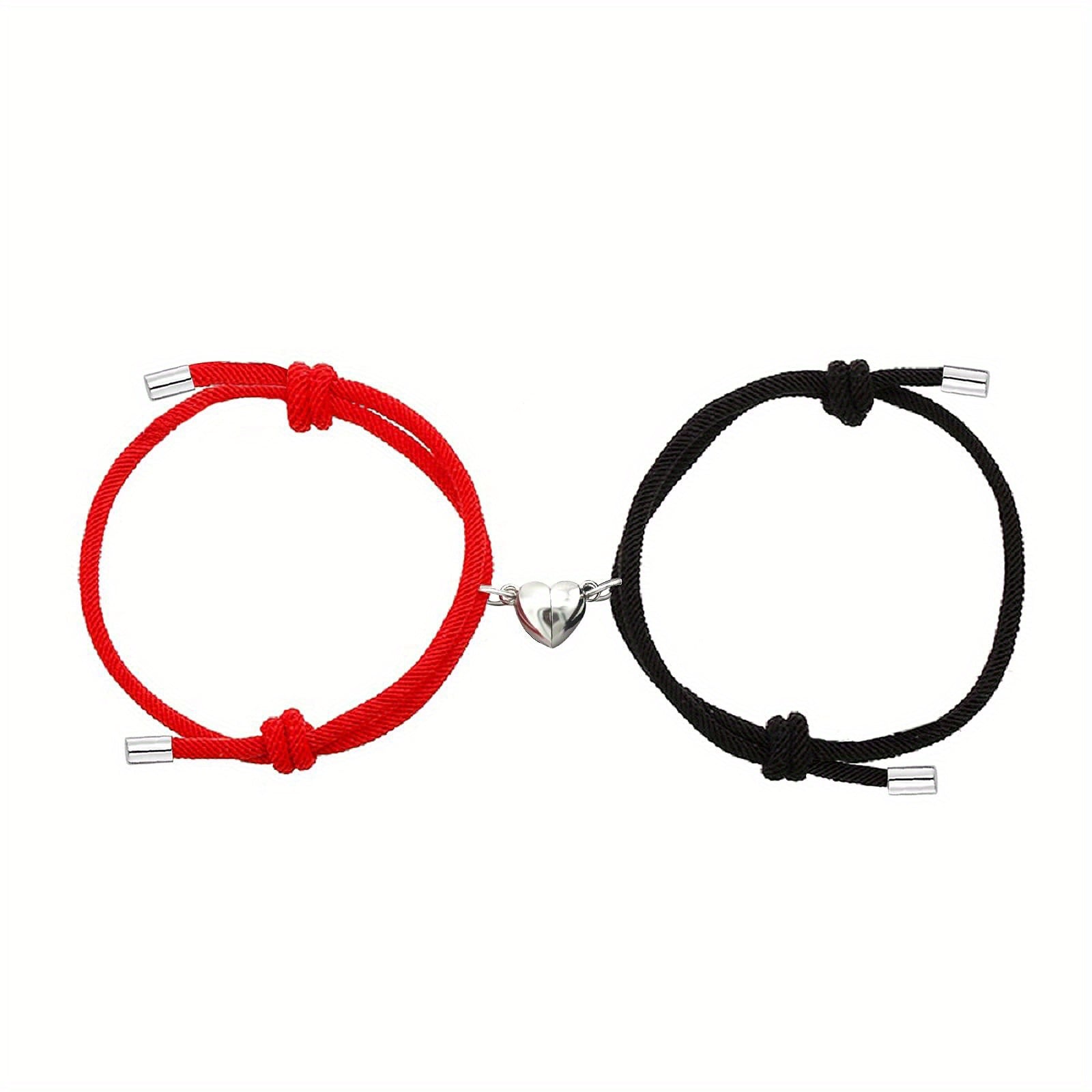 2pcs Love Heart Magnet Buckle Bracelets Couple Set Accessories