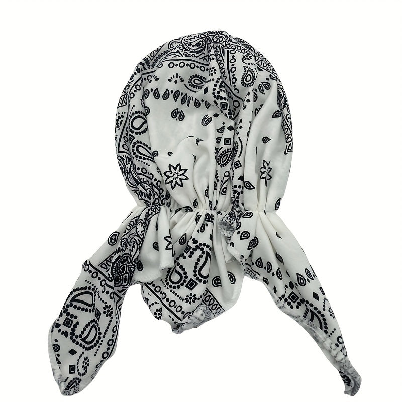 Paisley Print Head Wrap Elastic Turban Cap Lightweight Beanie Solid Women Skull