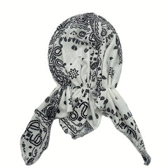 Paisley Print Head Wrap Elastic Turban Cap Lightweight Beanie Solid Women Skull