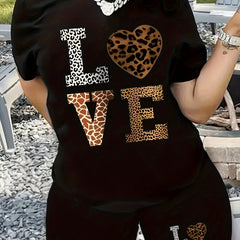  Cross & Slogan Print 2 Piece Set