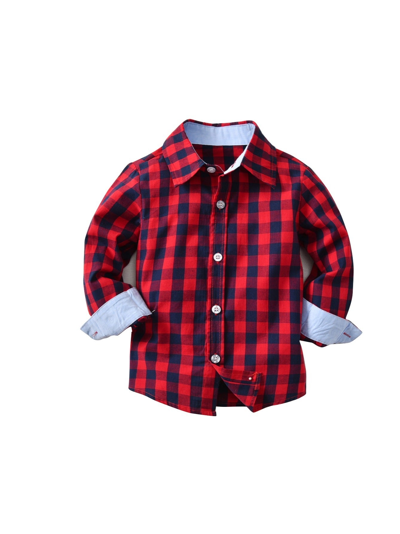 Toddler Boys Plaid Print Long Sleeve Shirt Kids Clothes