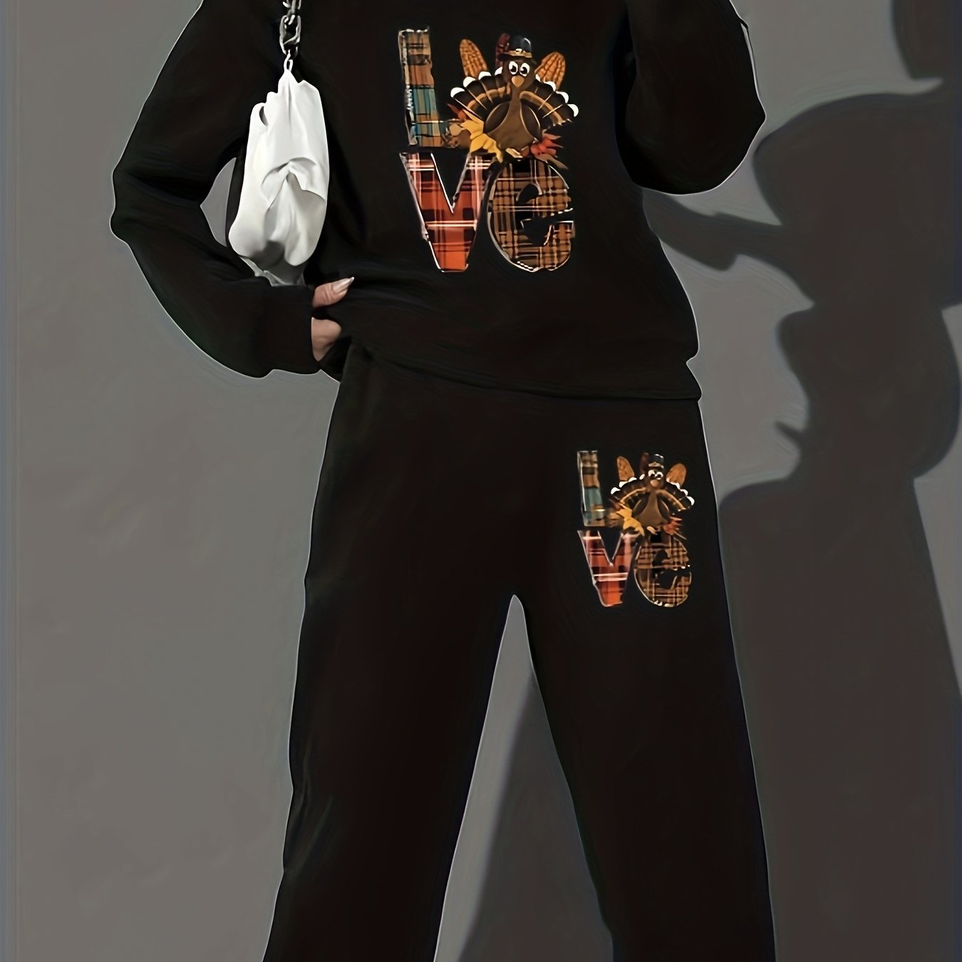  2 Piece Set Art Letter & Graphic Sweatshirt Joggers Outfit