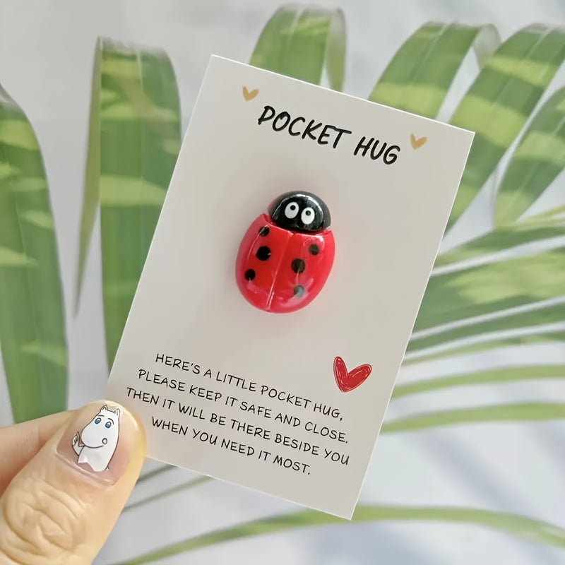 Ladybug Pocket Hug Token with Inspirational Card - Encouragement Gift