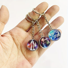 12 Constellation Luminous Keychain Time Stone Glass Ball Pendant Gift