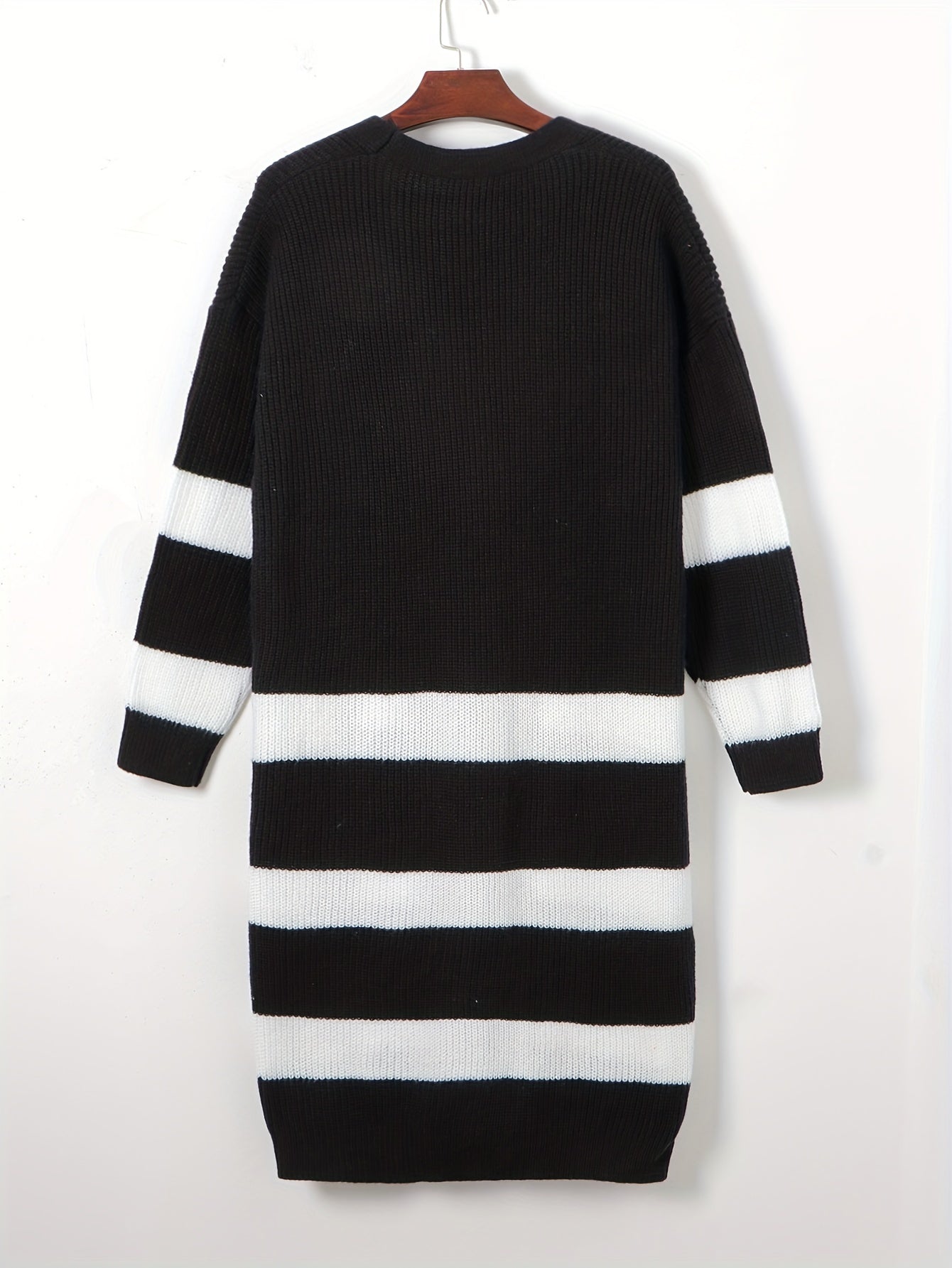  Colorblock Stripe Long Sleeve Cardigan