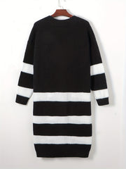  Colorblock Stripe Long Sleeve Cardigan