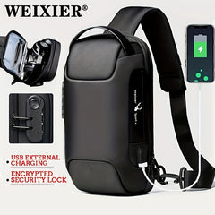 WEIXIER Men's Waterproof Waist Bag USB Charging Lock Gift For Father