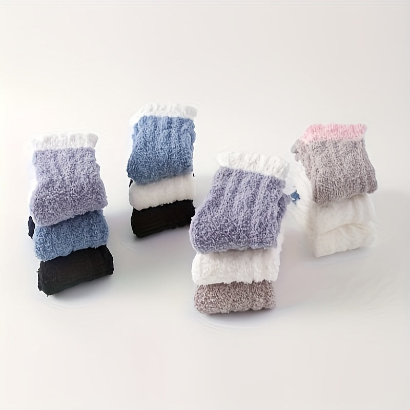 12 Pairs Colorblock Fuzzy Socks - Women's Mid Tube Stockings