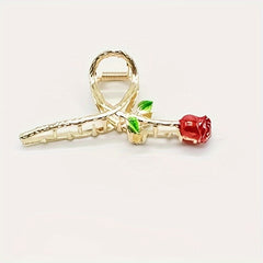 4pcs Rose Flower Hair Claw Metal Ponytail Holder Hair Clip Hair Accessories