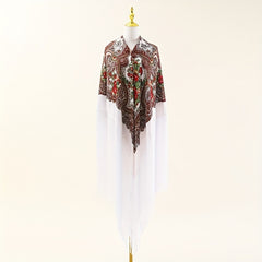 National Style Printed Shawl Long Fringed Retro Shawl Wrap