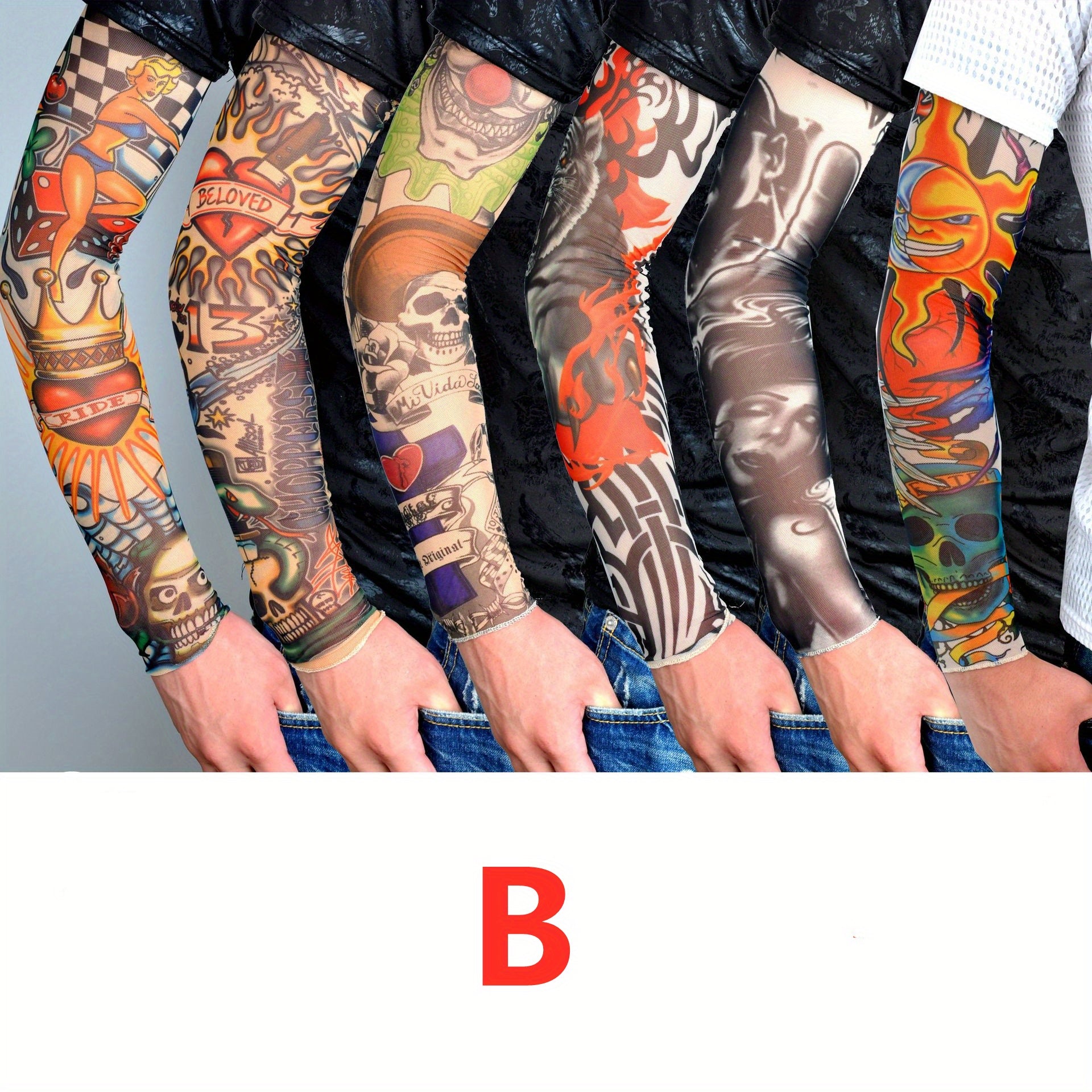 6pcs Men's Tattoo Arm Sleeve for Outdoor Sports