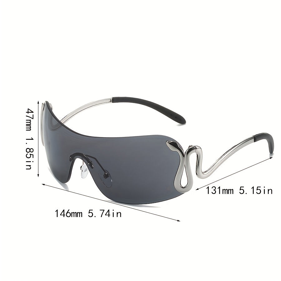 Y2K Rimless Sunglasses Snake Temple UV400