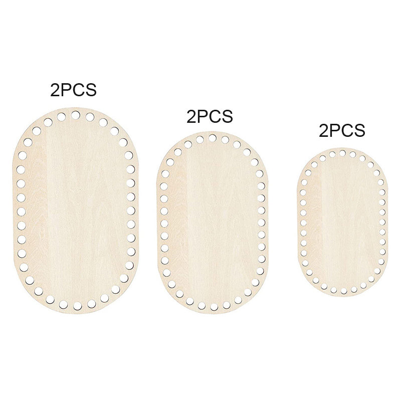 6pcs DIY Oval Blank Crochet Basket Wood Base 2mm Thickness Craft Making